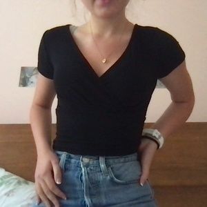 black wrap crop top